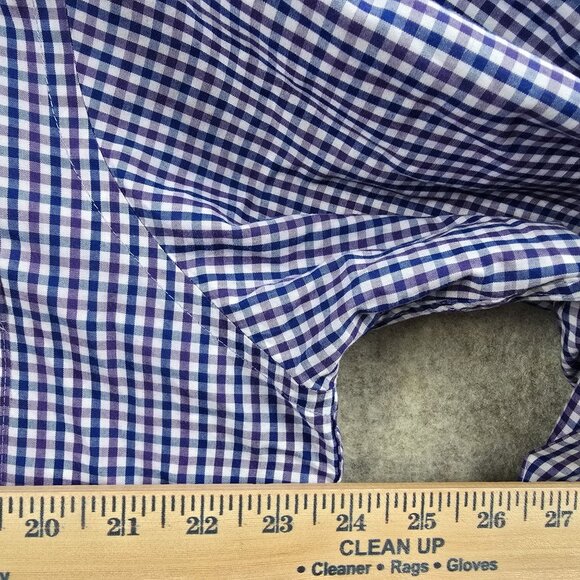 Chaps Classic Fit Blue Checkered Long Sleeve Button-Up Shirt L - Picture 5 of 5